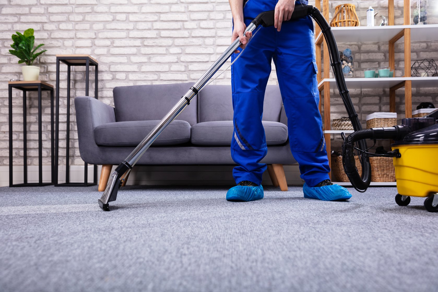 Person Cleaning Carpet With Vacuum Cleaner